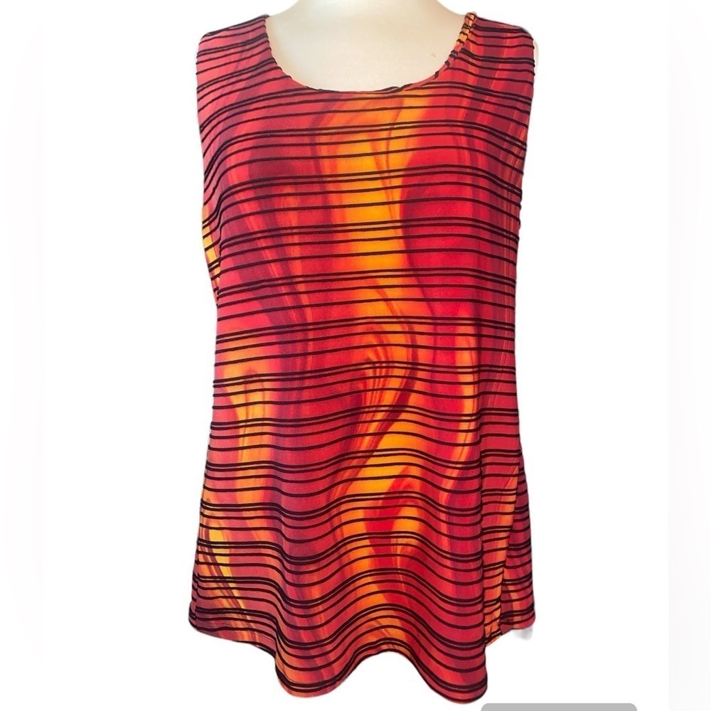New Directions Woman blouse sleeveless raised stripes colorful size 1X NWT